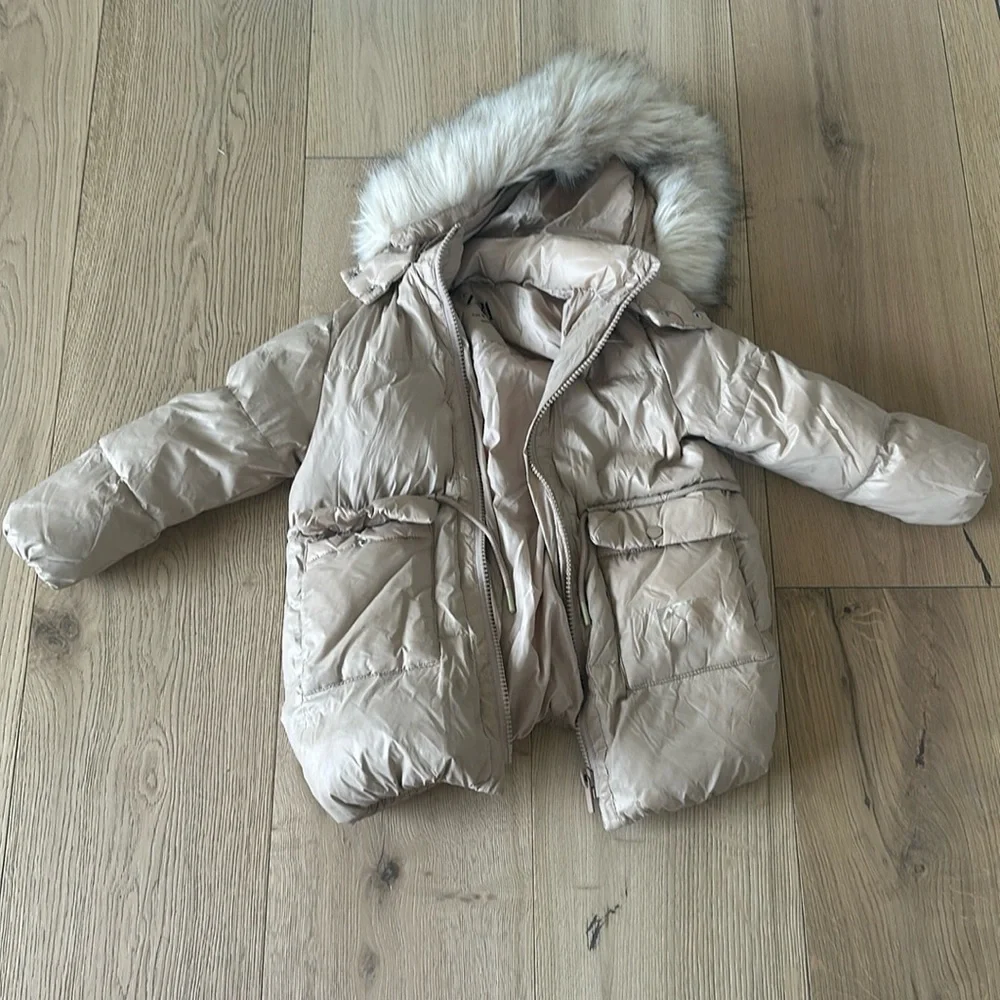 Zara girls tan jacket puffer 6